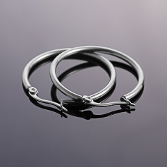 Fashion Big Circle Sterling Silver Earrings Silver-2.0*40